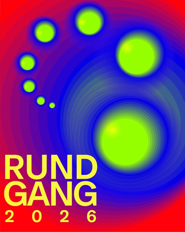 Rundgang 2026 Grafik Rundgang 2026, Spirale aus neongrünen Punkten