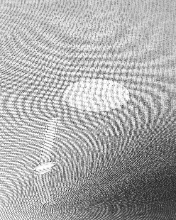 Laufmaschen Schwarz-weiß Bild eines Gewebes mit Laufmaschen.