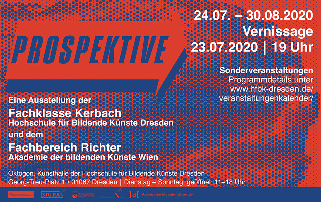 Flyer zur Ausstellung / orange mit blauer Schrift